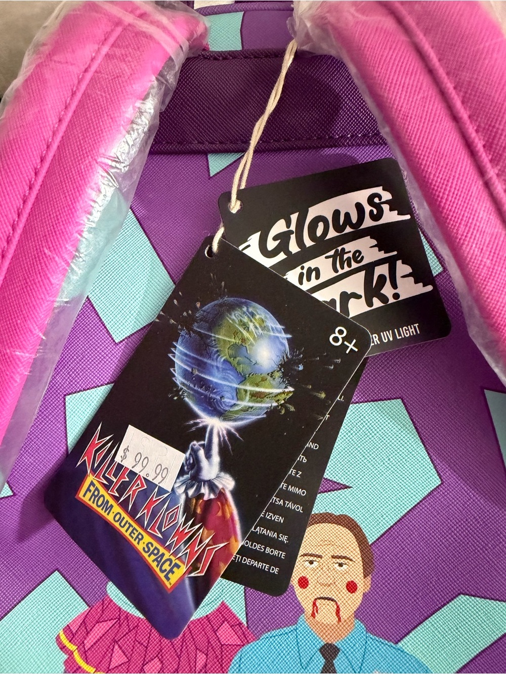 Loungefly Purple Clown Backpack with Green Hair and Red Accents - Picture 6 of 8